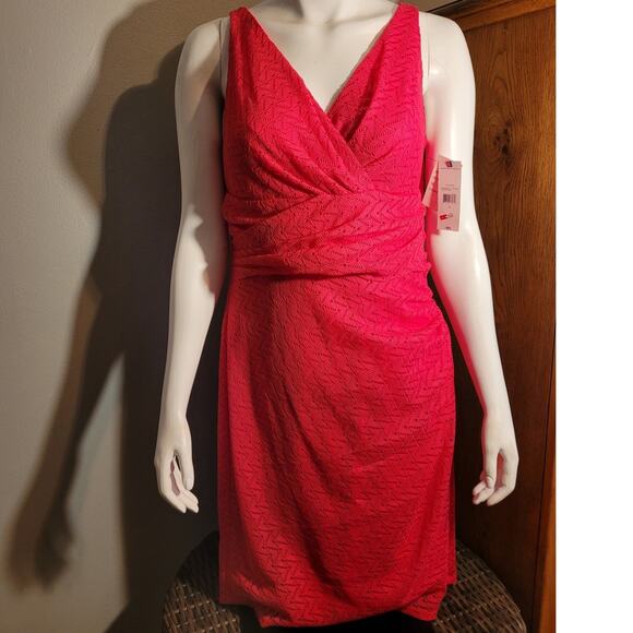 NWT American Living Fuchsia Pink Eyelet Lace Dress Womens 12 Sleeveless Modest - Picture 2 of 10